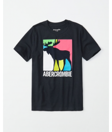 Abercrombie Black Deer Print Graphic Tee